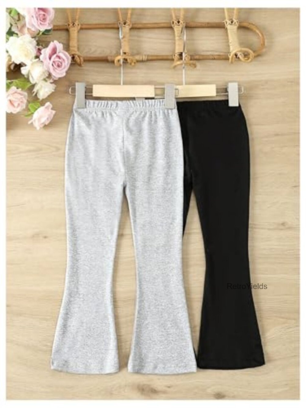 2 Pack Flare Leggings Set Elastic Waist Bell Bottoms Bootcut Yoga - Picture 4 of 5